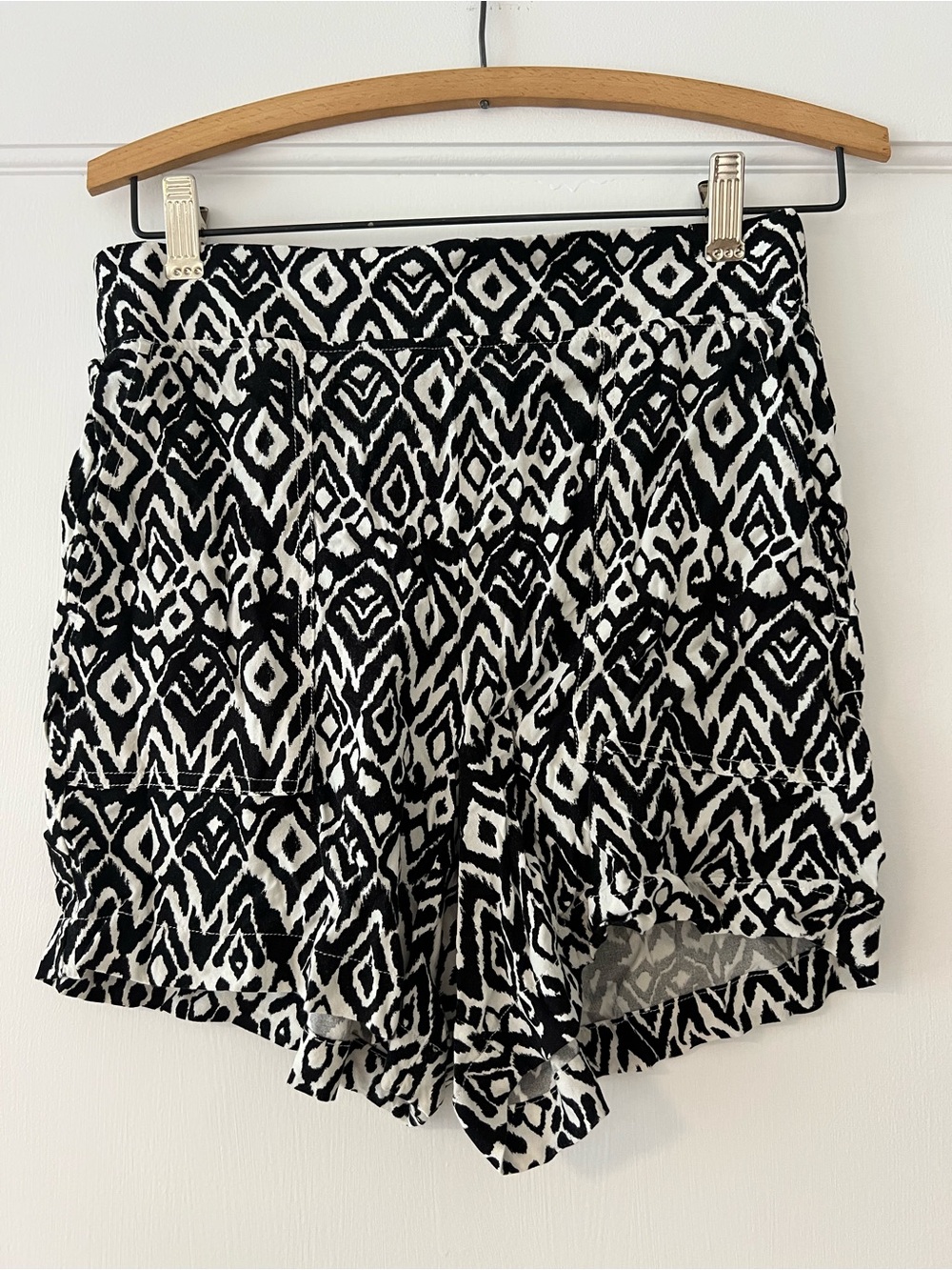 Wildfox Black & White Geometric High-Waist Shorts